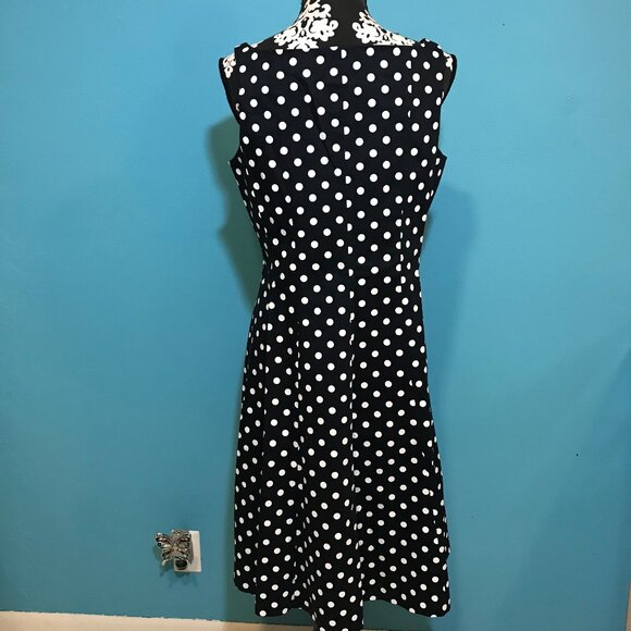 Ralph Lauren Polka Dot Woman's Dress EUC Rockabilly Size 12 Black & White Retro - Picture 13 of 16